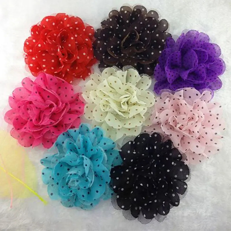 (120pcs/lot)3.5" 8 Colors Tulle Chiffon Assorted Colors Flowers For Kids Headband Polka Dot Flower For Girls Hair Wear 
(120pcs/lot)3.5" 8 Colors Tulle Chiffon Assorted Colors Flowers For Kids Headband Polka Dot Flower For Girls Hair Wear