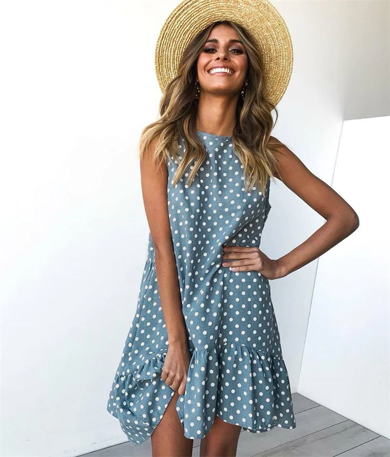 Women Summer Dress Fashion Polka Dot Chiffon Dress Sleeveless Beach Mini Casual Yellow Sun dress 2019 Plus Size Dress Red
Women Summer Dress Fashion Polka Dot Chiffon Dress Sleeveless Beach Mini Casual Yellow Sun dress 2019 Plus Size Dress Red