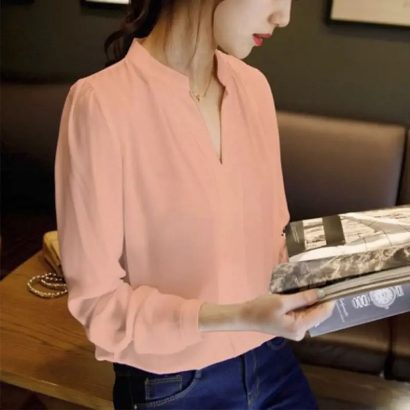 Women Chiffon Blouse Ladies White Elegant Sexy V-neck Blouses Long Sleeve Shirt Female Ofice Shirt
Women Chiffon Blouse Ladies White Elegant Sexy V-neck Blouses Long Sleeve Shirt Female Ofice Shirt