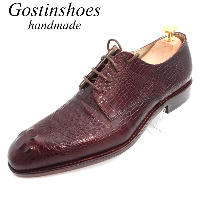 Goodyear Welted Handmade Men Derby Shoes Brown Crocodile Printed Cow Leather Formal Dress Shoes Office Business Lace-up Gstn20
Goodyear Welted Handmade Men Derby Shoes Brown Crocodile Printed Cow Leather Formal Dress Shoes Office Business Lace-up Gstn20