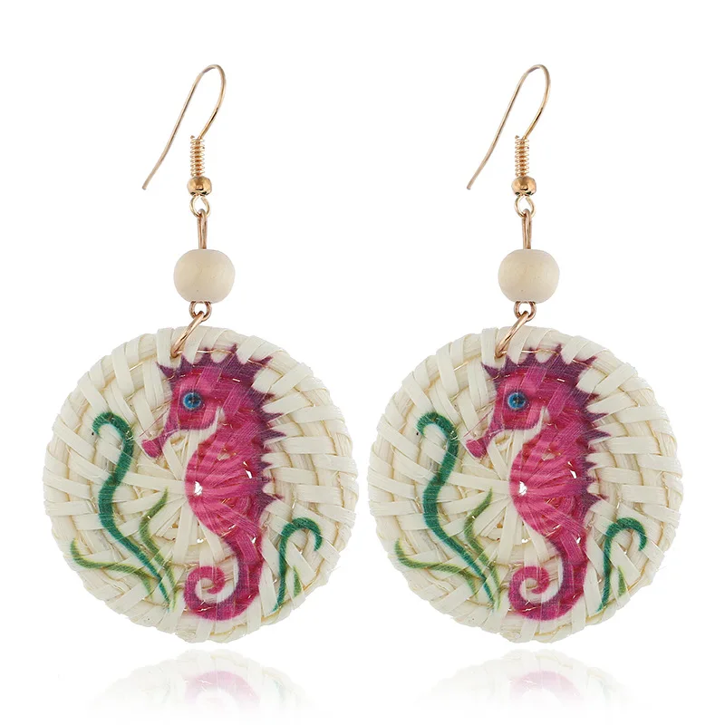 Bohemian Statement Hippocampus Earrings For Women Trendy Handmade Bamboo Rattan Weaving Dangle Drop Earrings Jewelry
Bohemian Statement Hippocampus Earrings For Women Trendy Handmade Bamboo Rattan Weaving Dangle Drop Earrings Jewelry