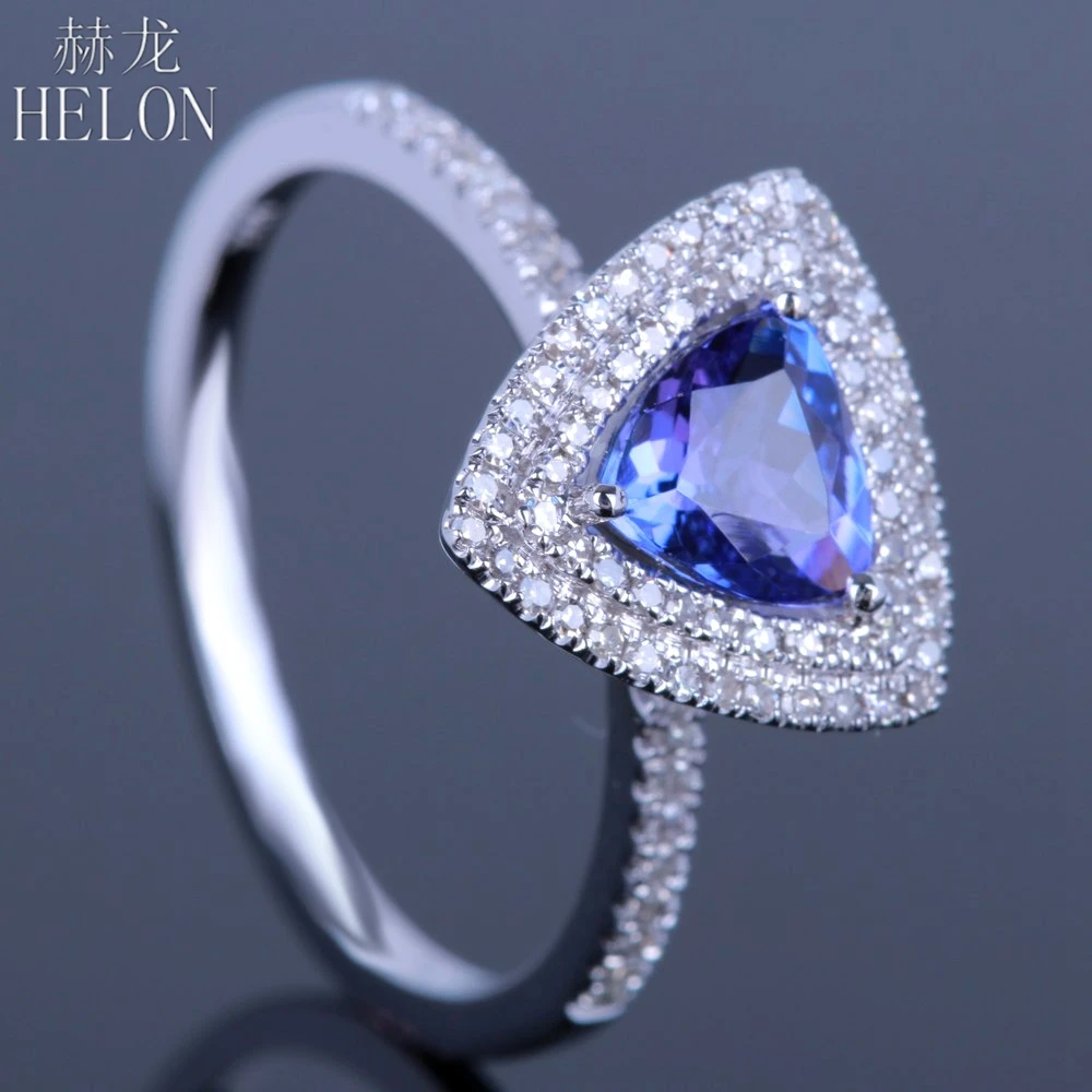 HELON Trillion 6X6mm 100% Genuine Tanzanite Ring Solid 14K White Gold Diamonds Engagement Wedding Ring Trendy Fine Jewelry Women
HELON Trillion 6X6mm 100% Genuine Tanzanite Ring Solid 14K White Gold Diamonds Engagement Wedding Ring Trendy Fine Jewelry Women