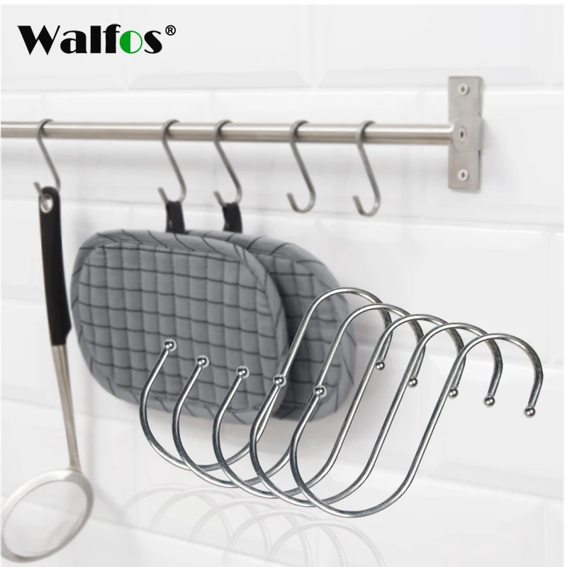 WALFOS 5Pcs/set Stainless Steel Round S Shaped Hooks House Kitchen Pot Pan Hanger Clothes Storage Rack Tool
WALFOS 5Pcs/set Stainless Steel Round S Shaped Hooks House Kitchen Pot Pan Hanger Clothes Storage Rack Tool