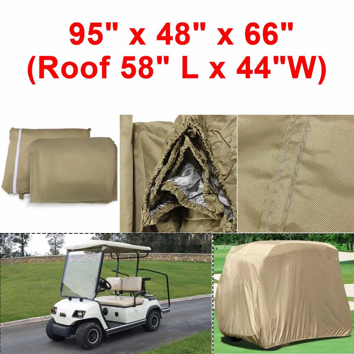 Waterproof 2 Passengers Car Detector Golf Cart Protect Cover UV Resistant For two Passenger Car Club Car Taupe 95" x 48" x 66"
Waterproof 2 Passengers Car Detector Golf Cart Protect Cover UV Resistant For two Passenger Car Club Car Taupe 95" x 48" x 66"