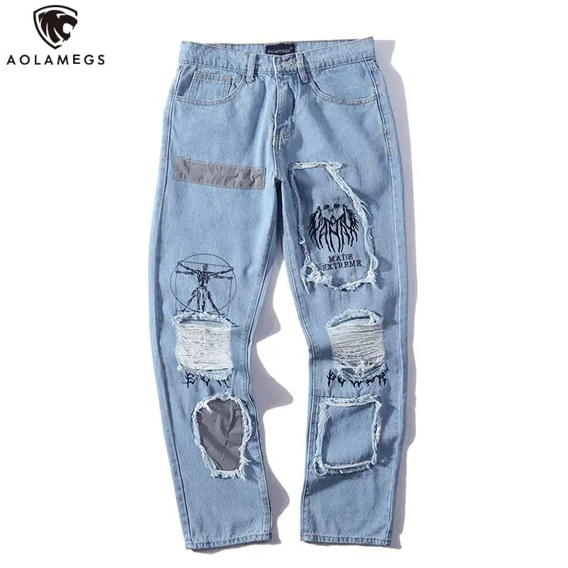 Aolamegs Biker Jeans Men Fashion Hole Denim Pants Mens Vintage Skinny Jeans Trousers High Street Style Jeans Streetwear Summer
Aolamegs Biker Jeans Men Fashion Hole Denim Pants Mens Vintage Skinny Jeans Trousers High Street Style Jeans Streetwear Summer
