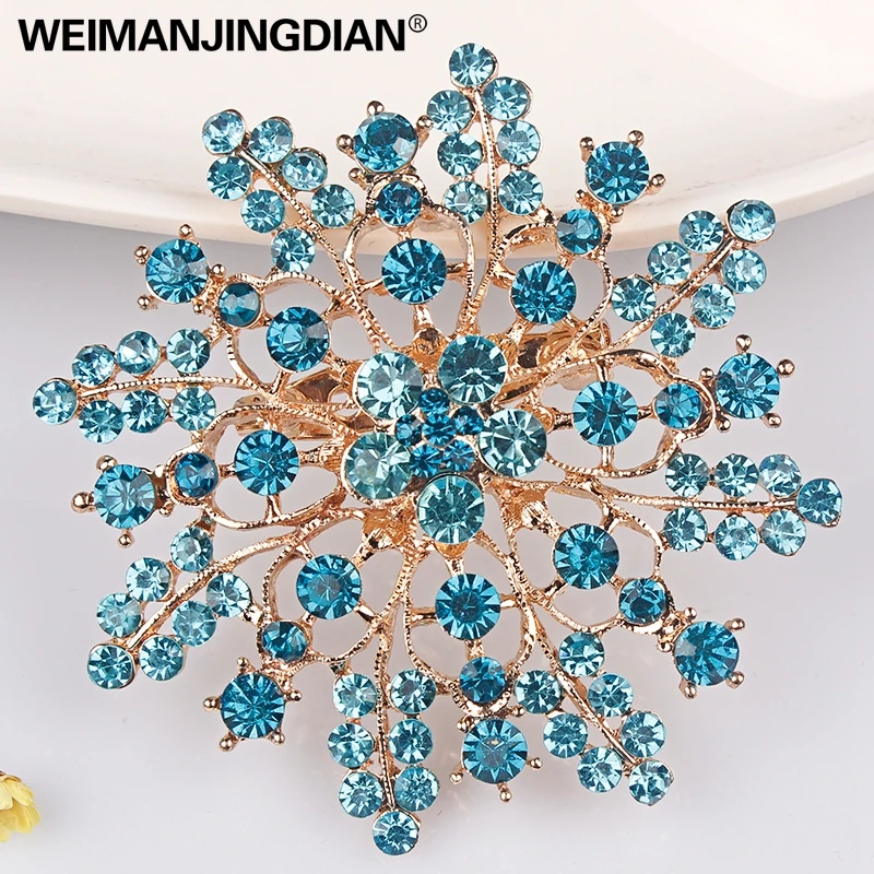 

Gold Plated Diamante Rhinestone Flower Brooches Fashion Jewelry for Women in assorted color FREE DHL UP TO $200+