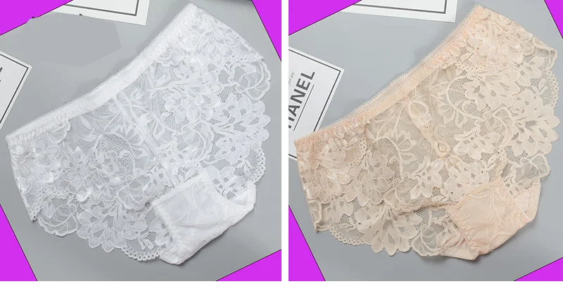 Jerrinut Full Lace Panty For Women Plus Size XL XXL XXXL XXXXL Briefs Underwear Lingerie Intiamtes Transparent Mid Waist Panties