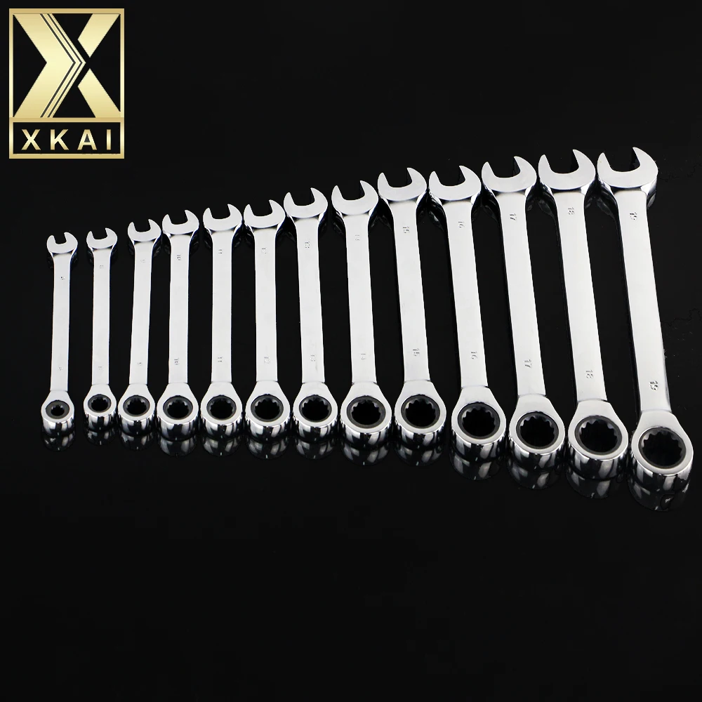 XKAI 13pcs 6 -19mm Ratchet Spanner Combination wrench a set of keys ratchet skate tool ratchet handle Chrome Vanadium
XKAI 13pcs 6 -19mm Ratchet Spanner Combination wrench a set of keys ratchet skate tool ratchet handle Chrome Vanadium