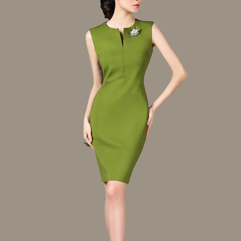 Woman Summer Ol Plus Size Solid Sleeveless O Neck Knee-length Slim Dresses Lady Spring Classical Fashion Hedging Slim Dress
Woman Summer Ol Plus Size Solid Sleeveless O Neck Knee-length Slim Dresses Lady Spring Classical Fashion Hedging Slim Dress