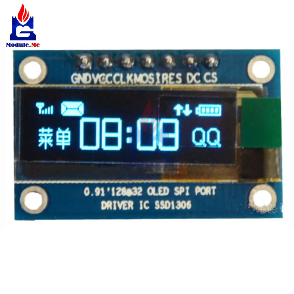 0.91 Inch SPI 128x32 Blue OLED LCD Display DIY Module SSD1306 Driver IC DC 3.3V-5V For Arduino PIC 
0.91 Inch SPI 128x32 Blue OLED LCD Display DIY Module SSD1306 Driver IC DC 3.3V-5V For Arduino PIC