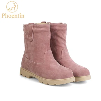 Phoentin Pink snow boots plush inside slip-on mid-calf flock womens boots woman winter shoes platform 2cm flat with heel FT168
Phoentin Pink snow boots plush inside slip-on mid-calf flock womens boots woman winter shoes platform 2cm flat with heel FT168