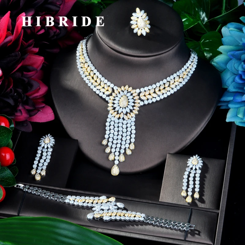 HIBRIDE Big 4 PCS Full Micro Cubic Zirconia Women Wedding Dress Choker Necklace Earring Jewelry Set For Wedding N-863
HIBRIDE Big 4 PCS Full Micro Cubic Zirconia Women Wedding Dress Choker Necklace Earring Jewelry Set For Wedding N-863