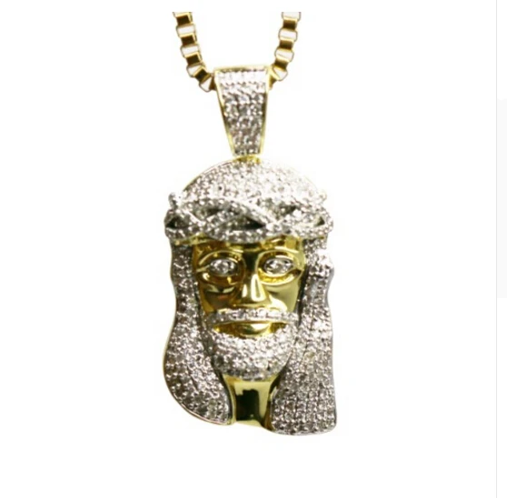 

box chain Top quality bling micro pave AAA cubic zirconia hip hop jesus necklace