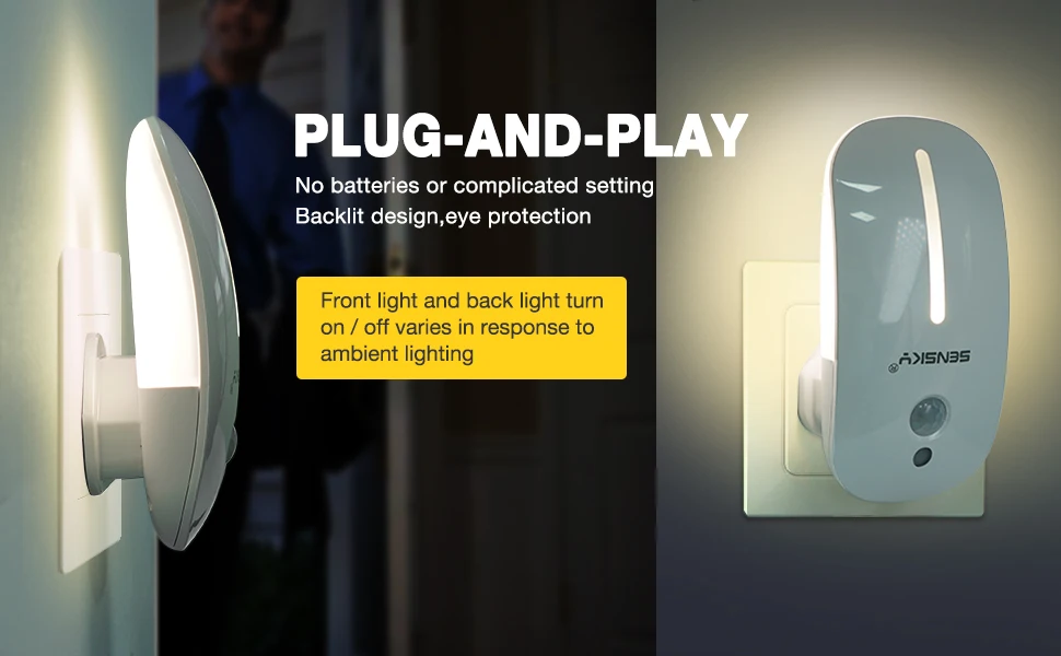 Sensky BS126 Plug In Night Light PIR Motion Sensor Light with Led Night Light 