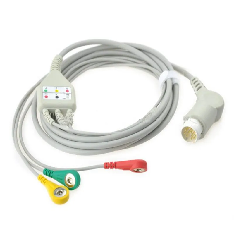 

Compatible for Philips/HP 12Pin MP20/30/VM6 Patient Monitor ECG Cable 3 Leads, ECG Cable Leadwires Snap End IEC .TPU 3M