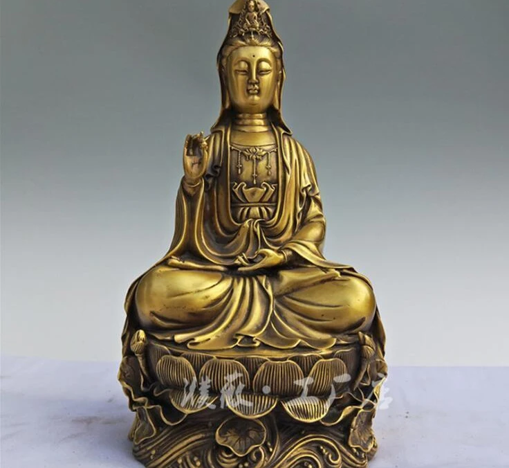 Chinese Buddhism Bronze Copper Lotus Guanyin Bodhisattva Goddess Kwan-yin Statue
Chinese Buddhism Bronze Copper Lotus Guanyin Bodhisattva Goddess Kwan-yin Statue