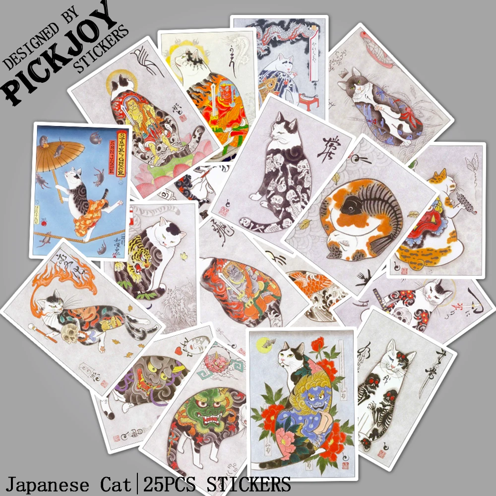 25PCS/Pack Japanese samurai tattoo cat Stickers For Bar Luggage Skateboard Phone Laptop Children Toy Waterproof Stickers Decals
25PCS/Pack Japanese samurai tattoo cat Stickers For Bar Luggage Skateboard Phone Laptop Children Toy Waterproof Stickers Decals
