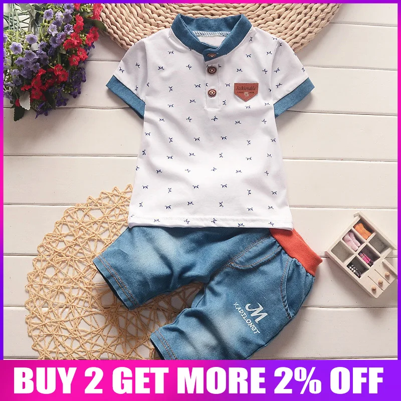 BibiCola Children's clothes baby boys summer clothing sets 2017 new litter boy casual short-sleeved T-shirt denim pants suit
BibiCola Children's clothes baby boys summer clothing sets 2017 new litter boy casual short-sleeved T-shirt denim pants suit