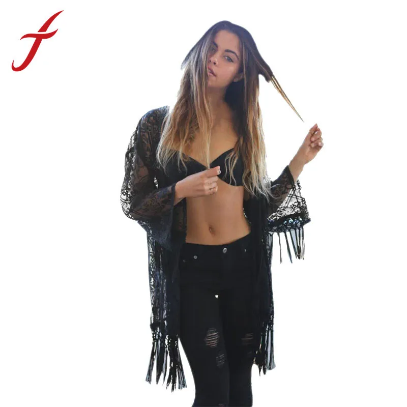 women spring Crochet kimono cardigan tassels White tulle lace transparent blouse quimono Long sleeve loose sexy blouse outerwear
women spring Crochet kimono cardigan tassels White tulle lace transparent blouse quimono Long sleeve loose sexy blouse outerwear