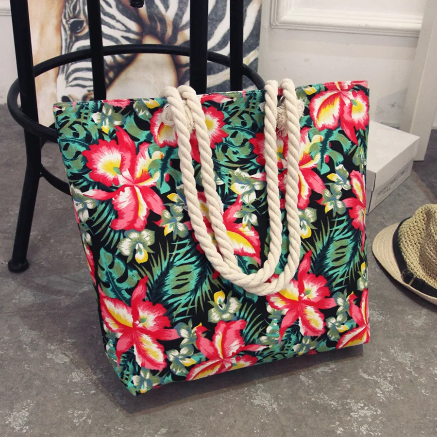 Mara's Dream 2017 Casual Women Floral Large Capacity Tote Canvas Shoulder Bag Shopping Bag Beach Bags Casual Tote Feminina 8