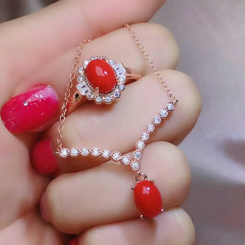 MeiBaPJ Natural Red Coral Flower Jewelry Set 925 Pure Silver Ring Pendant Necklace 2 Suits Fine Wedding Jewelry for Women
MeiBaPJ Natural Red Coral Flower Jewelry Set 925 Pure Silver Ring Pendant Necklace 2 Suits Fine Wedding Jewelry for Women
