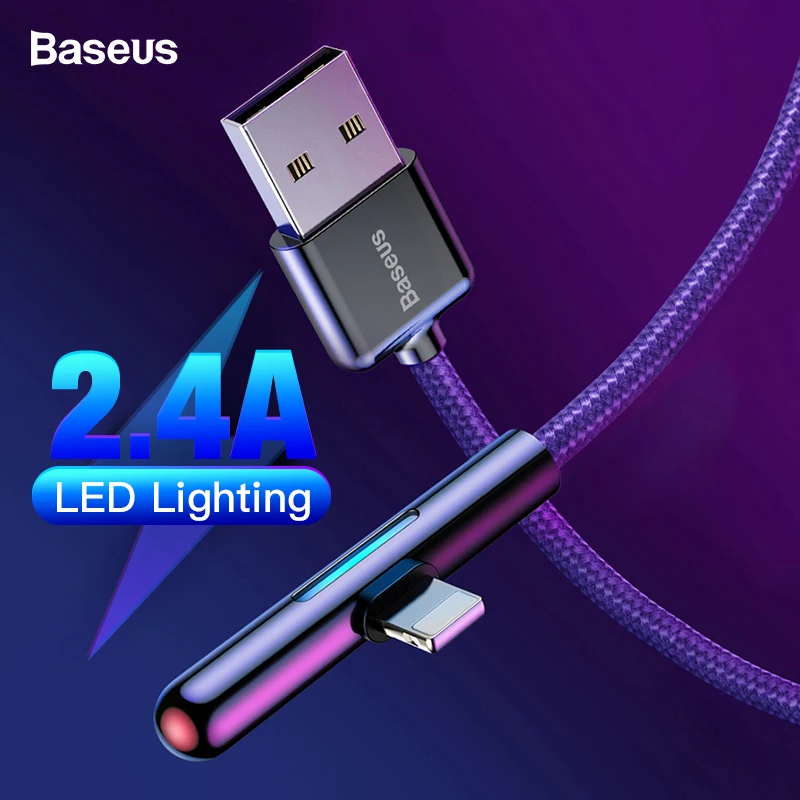 Baseus Colorful Gradual Light USB Cable For iPhone 2.4A Fast Charging Elbow Cable For iPhone Xs Max Xr X 8 7 iPad Charger Wire
Baseus Colorful Gradual Light USB Cable For iPhone 2.4A Fast Charging Elbow Cable For iPhone Xs Max Xr X 8 7 iPad Charger Wire