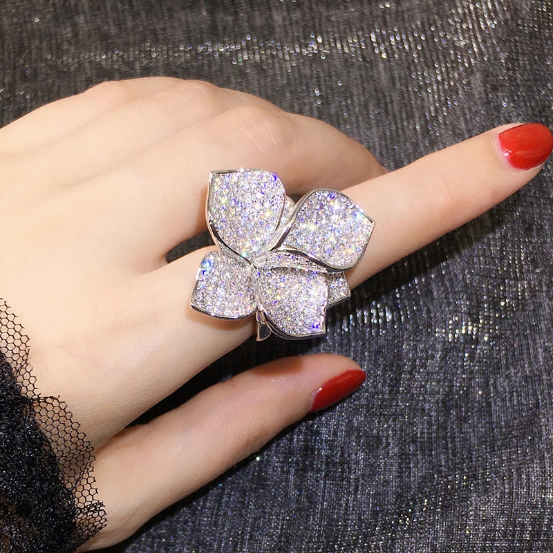 Large Flower Cocktail Ring Cubic Zirconia Paved Statement Rhinestone Floral Adjustable Rings Girl Lady Butterfly Bling Accessory
Large Flower Cocktail Ring Cubic Zirconia Paved Statement Rhinestone Floral Adjustable Rings Girl Lady Butterfly Bling Accessory