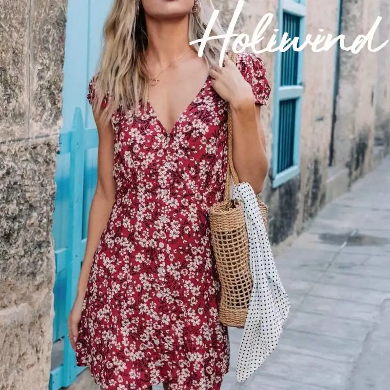 Robe femme 2019 Summer Women Red Floral Chiffon Dress V-neck Vintage Beach Dress vestiti donna
Robe femme 2019 Summer Women Red Floral Chiffon Dress V-neck Vintage Beach Dress vestiti donna