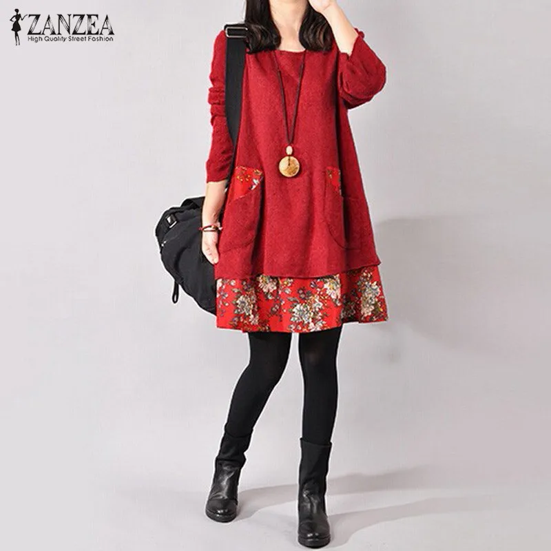 ZANZEA Women Vintage Floral Print Mini Dress 2019 Autumn Shirt Dress Winter Casual Long Sleeve Pockets Party Vestidos Plus Size
ZANZEA Women Vintage Floral Print Mini Dress 2019 Autumn Shirt Dress Winter Casual Long Sleeve Pockets Party Vestidos Plus Size