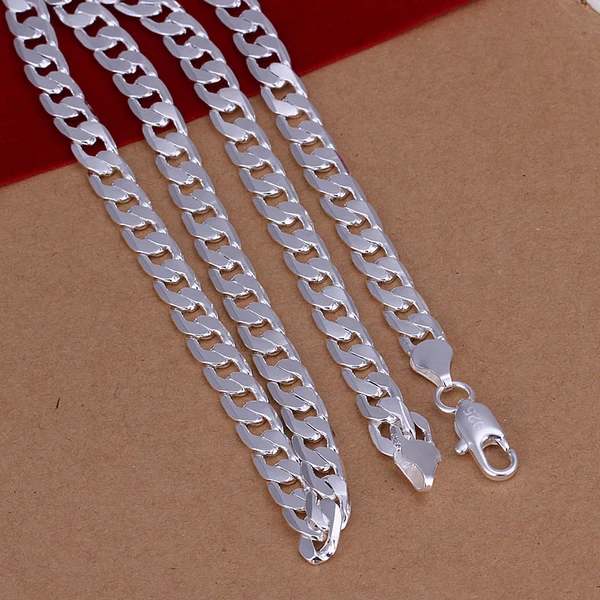 Top quality 925 stamp silver plated 6mm Flat Curb chain men's silver necklace Colar de Prata For male Bijoux 16" 18" 20" 22" 24"
Top quality 925 stamp silver plated 6mm Flat Curb chain men's silver necklace Colar de Prata For male Bijoux 16" 18" 20" 22" 24"