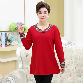 Bohemian Long Sleeve Tee Shirts Autumn New Middle Age Women Bottoming Shirt Casual Loose Plus Size Mother's Top T shirt Pullover
Bohemian Long Sleeve Tee Shirts Autumn New Middle Age Women Bottoming Shirt Casual Loose Plus Size Mother's Top T shirt Pullover
