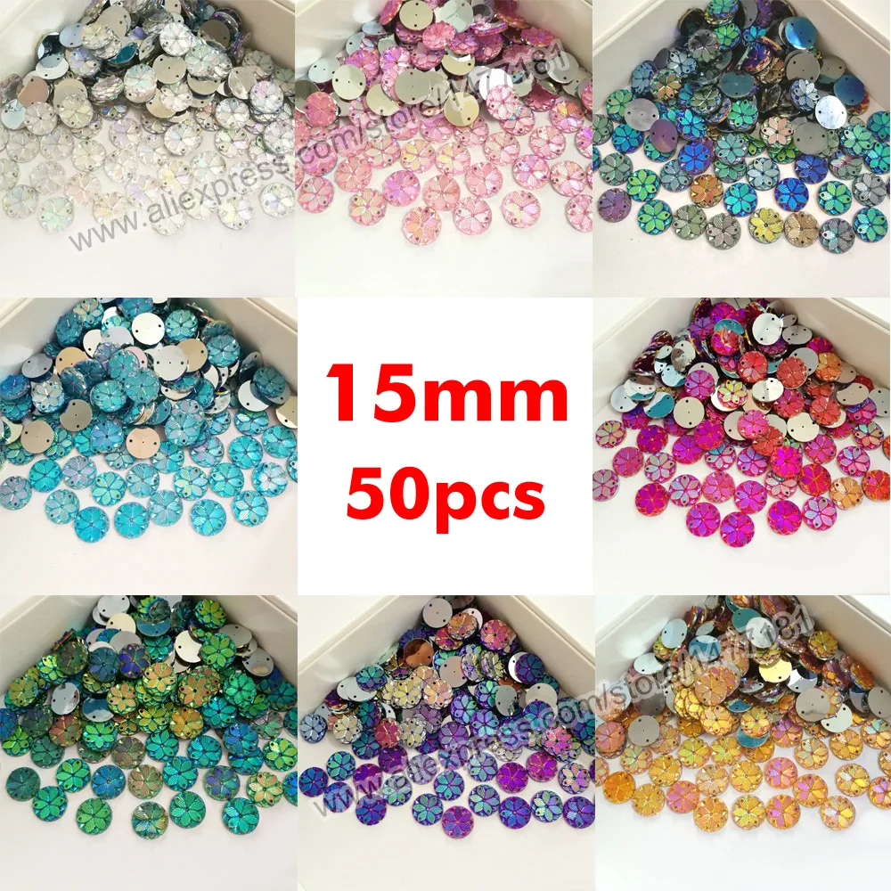 50pcs 15mm Flat Back AB Plating Acrylic Flower Buttons Sew-on Beads Embellishments Sewing Button DIY Handcrafts Accessories
50pcs 15mm Flat Back AB Plating Acrylic Flower Buttons Sew-on Beads Embellishments Sewing Button DIY Handcrafts Accessories