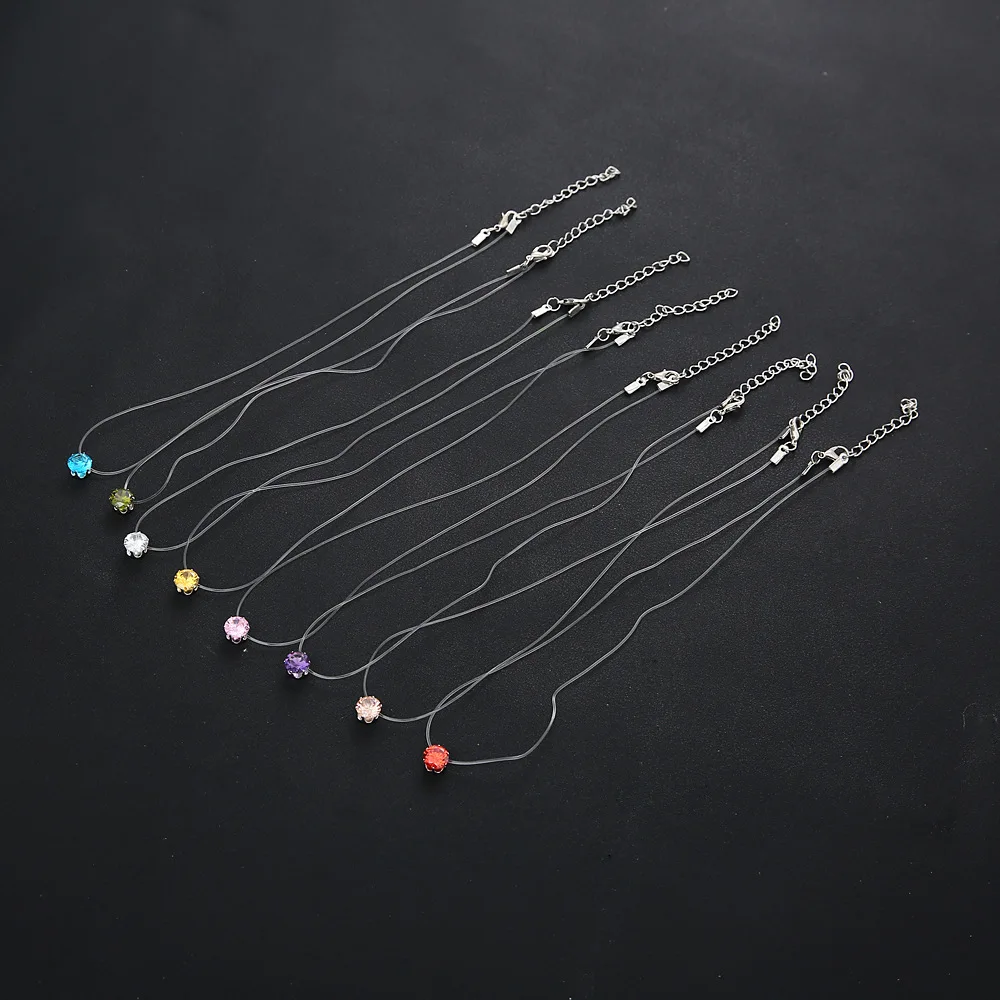 

New Teardrop Pendants 2018 Transparent Fishing Line Jewelry Necklace Clavicle Chain Invisible Woman Necklace
