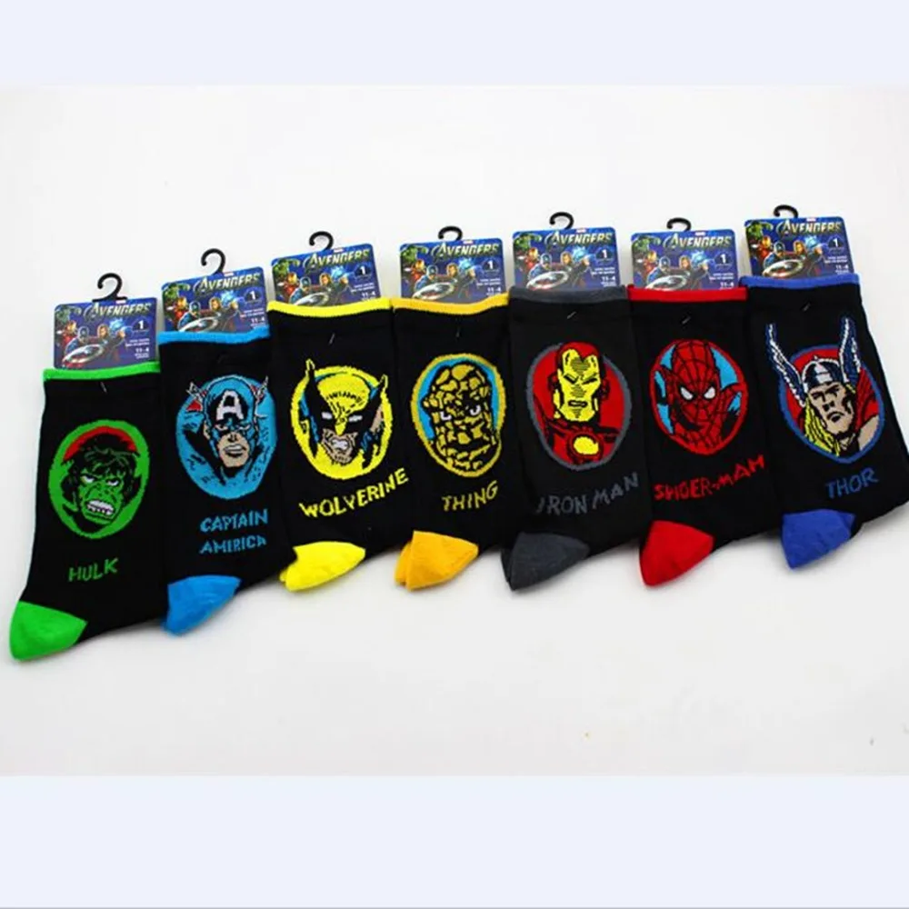 

cartoon Iron man Captain America Thing Sock cotton Marvel Comics Hero General short sock autumn summer printing pattern Antiskid