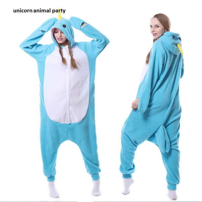 

Cosplay Costume Sleepwear Pyjamas Unisex Onesies Cartoon Sleepsuit Halloween Christmas New Adult Narwhal Pajamas Animal