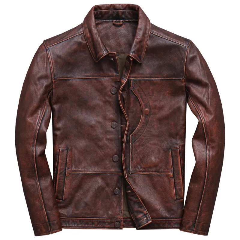 2020 Vintage Brown Men Smart Casual Leather Jacket Single Breasted Plus Size XXXL Genuine Cowhide Russian Coat FREE SHIPPING
2020 Vintage Brown Men Smart Casual Leather Jacket Single Breasted Plus Size XXXL Genuine Cowhide Russian Coat FREE SHIPPING