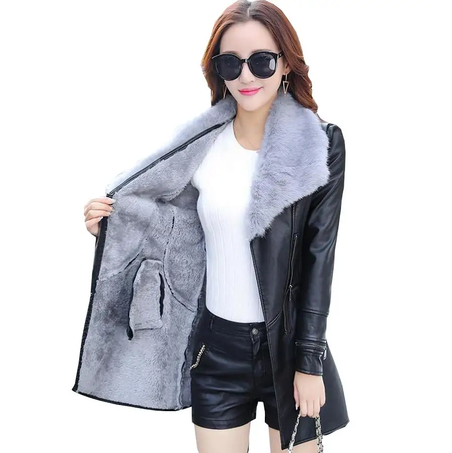 Plus Size 3XL Women PU Leather Jacket Fashion Slim Plus Velvet Jacket Ladies Faux Synthetic Long Leather Coat s1060
Plus Size 3XL Women PU Leather Jacket Fashion Slim Plus Velvet Jacket Ladies Faux Synthetic Long Leather Coat s1060