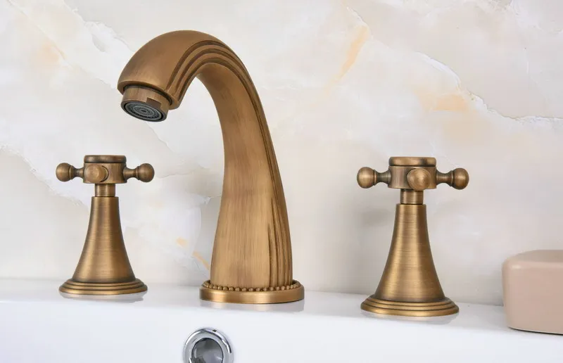 Antique Brass Dual Cross Handles Widespread 3 Hole Install Bathroom Sink Basin Faucet Mixer Taps aan089
Antique Brass Dual Cross Handles Widespread 3 Hole Install Bathroom Sink Basin Faucet Mixer Taps aan089