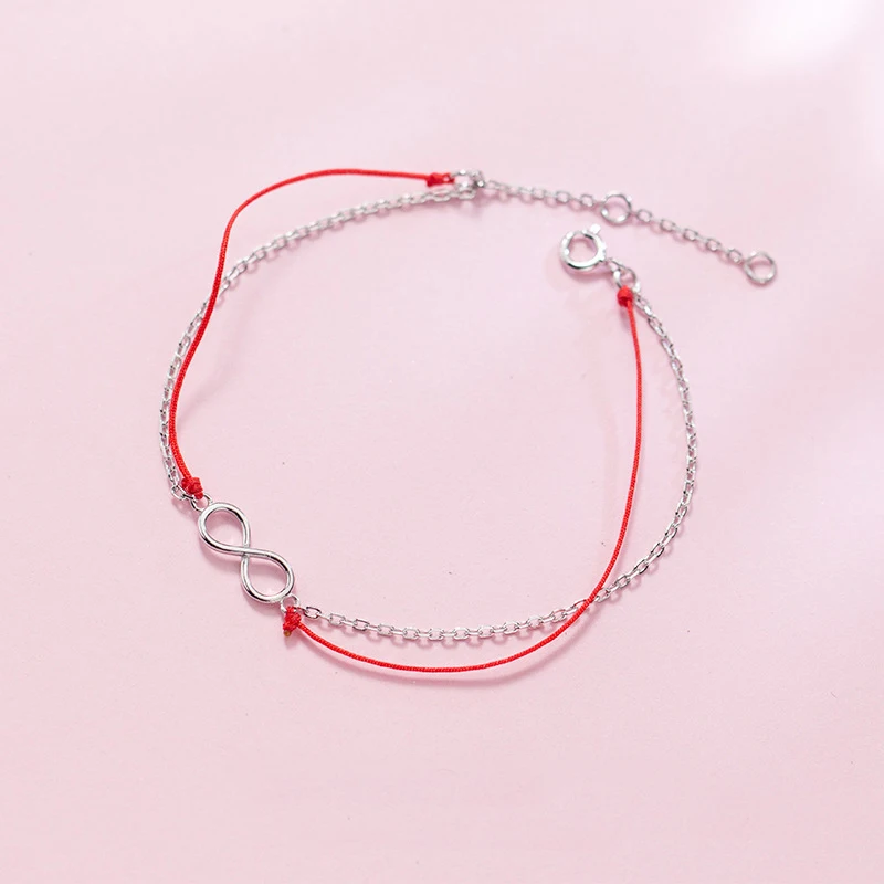 AMOURJOUX 925 Sterling Silver Infinity With Red Thread Charm Bracelets For Women Silver 925 Jewelry Girl's Birthday Gift
AMOURJOUX 925 Sterling Silver Infinity With Red Thread Charm Bracelets For Women Silver 925 Jewelry Girl's Birthday Gift