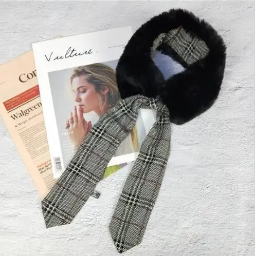 5*110 cm Womens Warm Bow Tie Neck Warmer Plush Faux Fur Scarf Lattice Plaid Print With Strap Collar Shawl Formal Party Scarves
5*110 cm Womens Warm Bow Tie Neck Warmer Plush Faux Fur Scarf Lattice Plaid Print With Strap Collar Shawl Formal Party Scarves