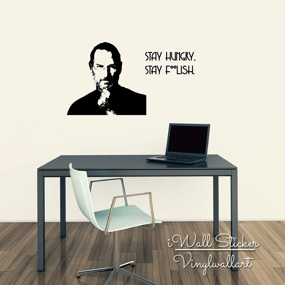 Наклейка на стену Steve Jobs Quote Stay Hungry studer Настенная легкое настенное искусство