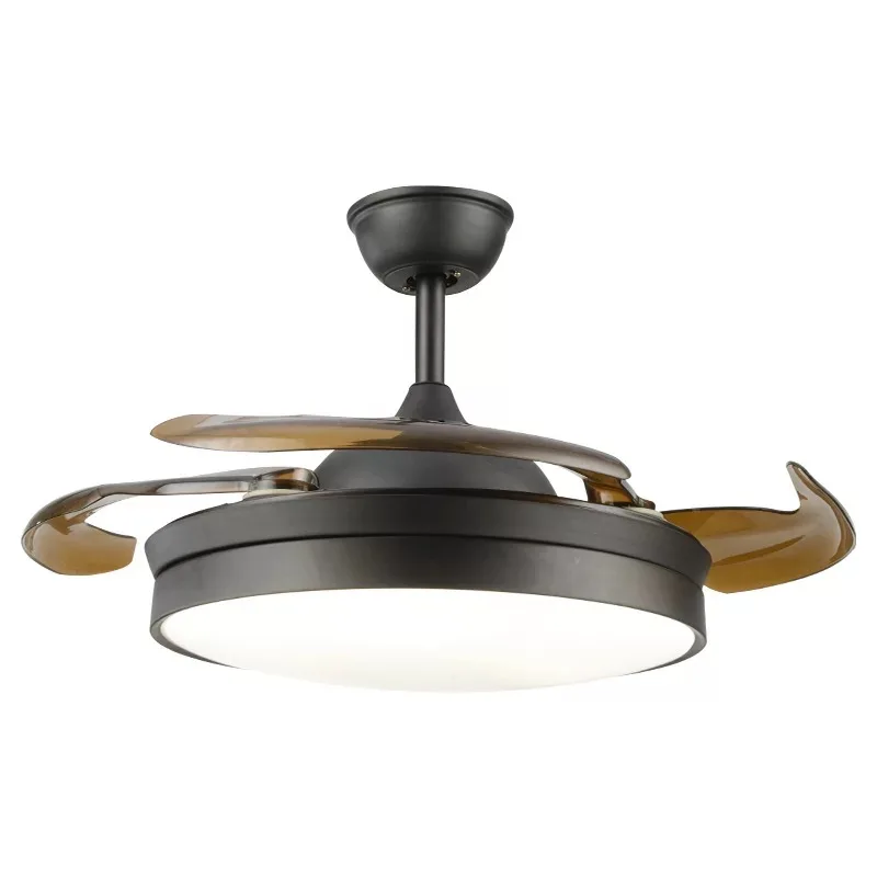 Modern invisible acrylic LED panel ceiling fan light silent restaurant lighting remote control dimming | Лампы и освещение