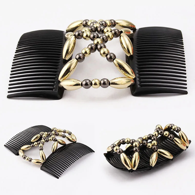 Fashion Women Stretch Elastic Hairpin Double Magic Hair Comb Imitiation Pearls Beaded Hair Clip Hair Accessories
Fashion Women Stretch Elastic Hairpin Double Magic Hair Comb Imitiation Pearls Beaded Hair Clip Hair Accessories
