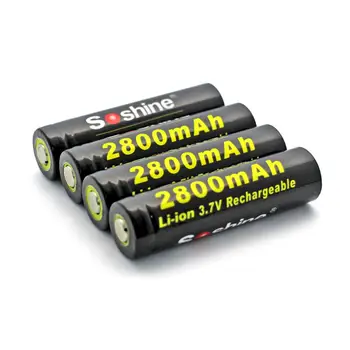 

4pcs/lot Soshine 18650 Li-ion Battery 3.7V 2800mAh Rechargeable Protected Li-ion Batteries Safe Batteries