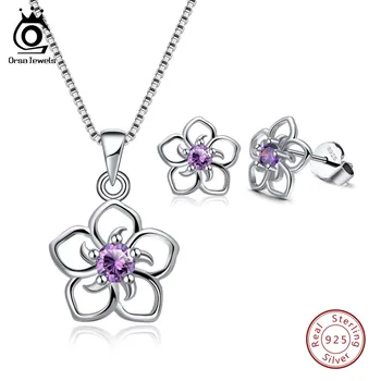 ORSA JEWELS 100% Solid 925 Sterling Silver Jewelry Sets Hollowed Flower Design With Purple AAA CZ Party Necklace Earrings SS22-P
ORSA JEWELS 100% Solid 925 Sterling Silver Jewelry Sets Hollowed Flower Design With Purple AAA CZ Party Necklace Earrings SS22-P