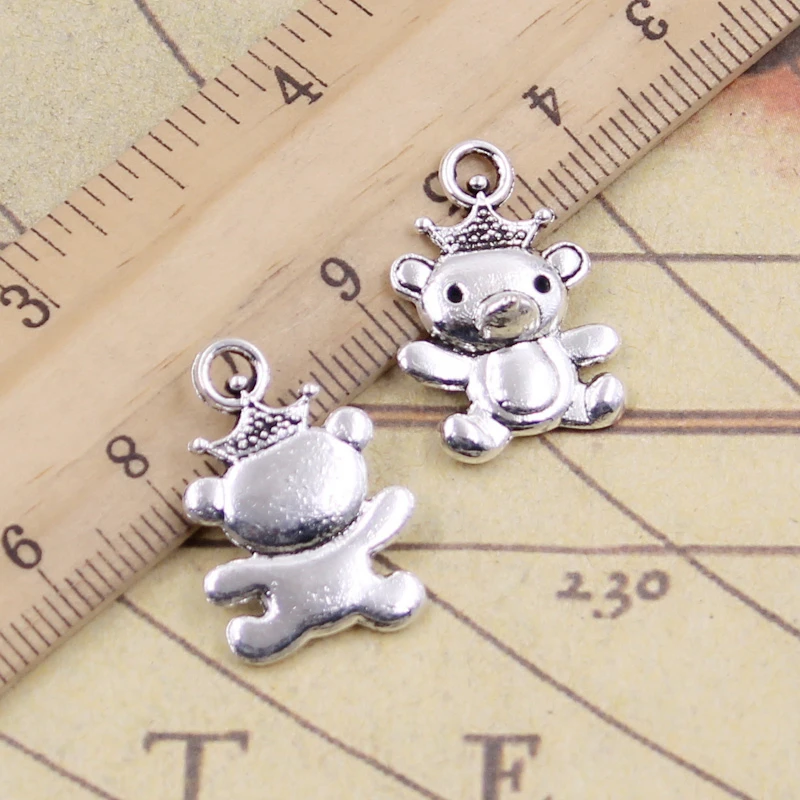 

10pcs Charms Little Bear Crown 22x16mm Tibetan Bronze Silver Color Pendants Antique Jewelry Making DIY Handmade Craft