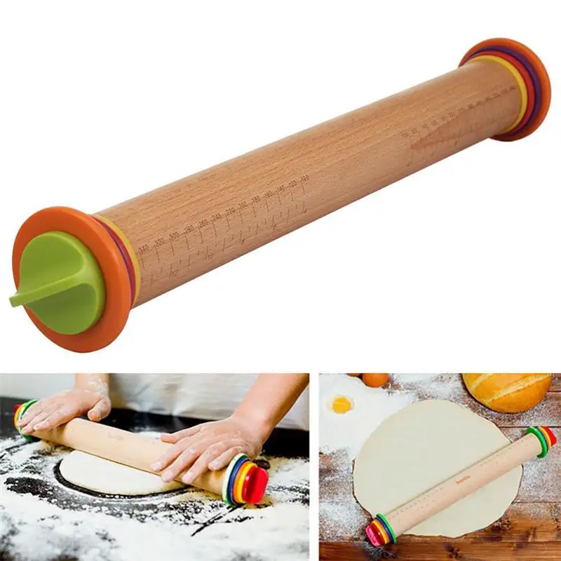 Reusable Non-Stick Rolling Pin Adjustable Cake Dough Roller Baking Noodles Baking Roller With 4 Pair Rings Kitchen Kneading Tool
Reusable Non-Stick Rolling Pin Adjustable Cake Dough Roller Baking Noodles Baking Roller With 4 Pair Rings Kitchen Kneading Tool