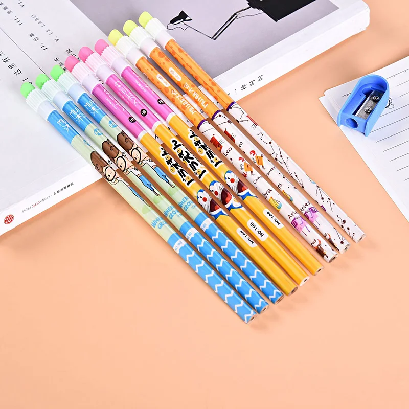100pcs kawaii wooden pencil lot creative cute cartoon pencil with eraser for school office writing supplies HB standard pencil
100pcs kawaii wooden pencil lot creative cute cartoon pencil with eraser for school office writing supplies HB standard pencil