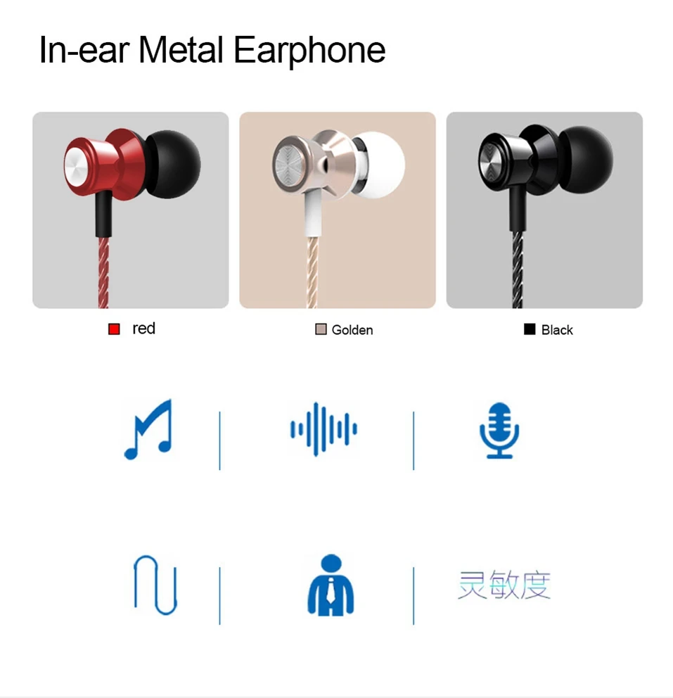 Icoque Wired Earphone Hifi Bass Stereo Headphones In-ear with Mic for Samsung Xiaomi iPhone Sony MP3 Computer PC 3.5mm Earphones (1)