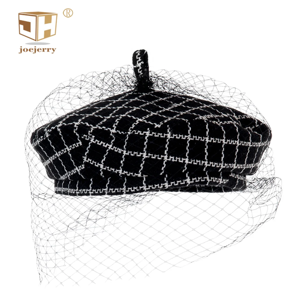 JOEJERRY Wool Beret Female French Hat Tweed Beret Plaid Hat with Veil For Wedding Party
JOEJERRY Wool Beret Female French Hat Tweed Beret Plaid Hat with Veil For Wedding Party